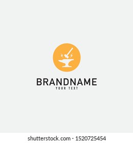Smith and Hammer Logo Design. Forge Logo. Isolated in White Background. Modern Design. Vector Illustration
