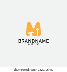Smith and Hammer Logo Design. Forge Logo. Isolated in White Background. Modern Design. Vector Illustration