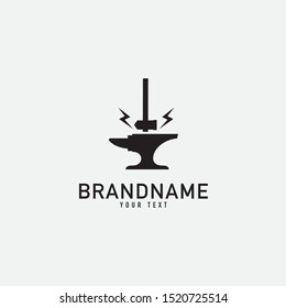 Smith and Hammer Logo Design. Forge Logo. Isolated in White Background. Modern Design. Vector Illustration