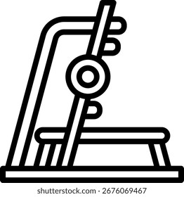 Icono de la máquina de Smith, Vector blanco y negro del icono del contorno.