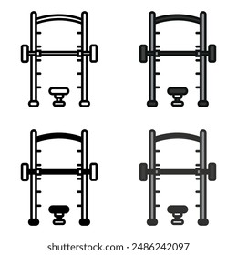 The Smith Machine is used for strength training, offering stability and control for various weightlifting exercises.