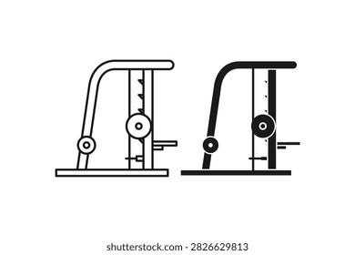 Smith Machine Weight Training Icon Set Line and Solid Style Gym Workout Equipment Symbol
