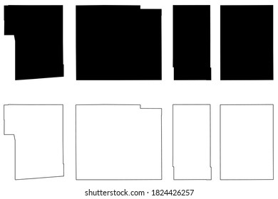 Smith, Pontotoc, Perry and Pike County, Mississippi (U.S. county, United States of America, USA, U.S., US) map vector illustration, scribble sketch map