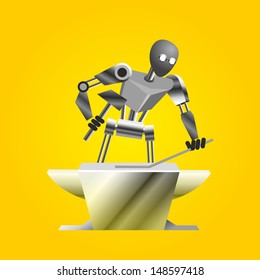 smith robot on the yellow background
