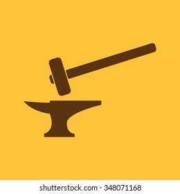 The smithy icon. Forge and stithy, blacksmith symbol. Flat Vector illustration