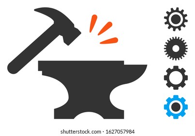 Smithy icon. Illustration contains vector flat smithy pictograph isolated on a white background, and bonus icons.