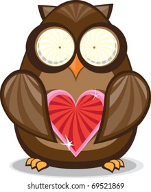 smitten owl carrying valentine