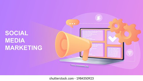 Smm concept.Accurate marketing strategy.Digital communication. Content creation and distribution, target audience identification, brand promotion.Smm expert analyses user behaviour stats.Social media
