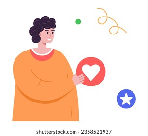SMM manager concept. Man with like icon. Marketing technology concept. Trendy character. Vector illustration concept