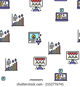 Smm Media Marketing Vector Seamless Pattern Thin Line Illustration