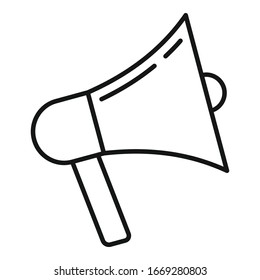 Icono de megáfono Smm. Icono de vector de megáfono de esquema para diseño web aislado en fondo blanco