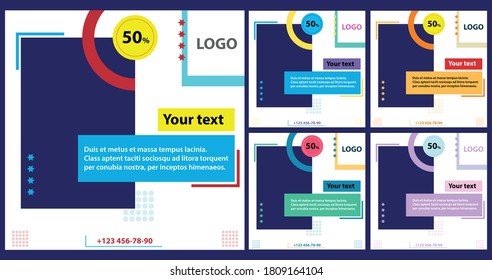 SMM post Marketing agency instagram post template Set of business cards with business people Social media post template	