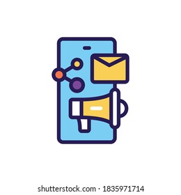 SMM promotion line color icon. Isolated vector element. 