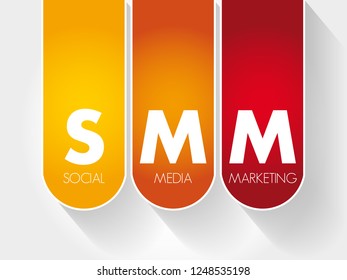 SMM Social Media Marketing - use of social media platforms and websites to promote a product or service, acronym text concept for presentations and reports