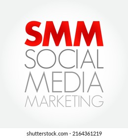 SMM Social Media Marketing - use of social media platforms and websites to promote a product or service, acronym text concept for presentations and reports