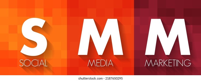 SMM Social Media Marketing - use of social media platforms and websites to promote a product or service, acronym text concept for presentations and reports