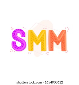 SMM. Social Media Marketing. Word of mouth. Reach and promotion among target audience. This can be used as book cover, advertising services, heading for article, informational post, banner. Vector