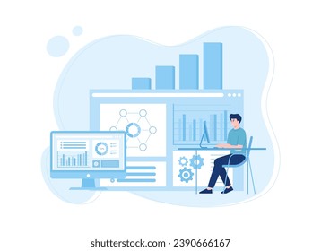 SMM statistics  digital marketing research  market trend analysis trending concept flat illustration