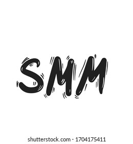 SMM text isolated on white background. Hand drawn social media marketing phrase. Vector stylized typography.