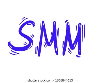SMM text isolated on white background. Hand drawn social media marketing phrase. Vector stylized acronym typography.