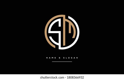 Monograma del logotipo de las letras abstractas SM, MS, S, M