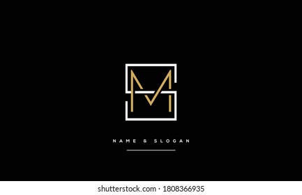 Monograma del logotipo de las letras abstractas SM, MS, S, M