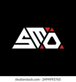 SMO triangle letter logo design with triangle shape. SMO triangle logo design monogram. SMO triangle vector logo template with red color. SMO triangular logo Simple, Elegant, and Luxurious design.