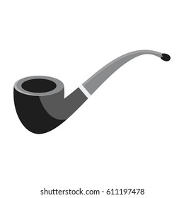 Smocking tobacco pipe. Flat vector cartoon illustration. Objects isolated on a white background.