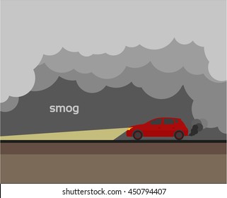 smog, air pollution, vector illustration, flat icon isolated on a dark background for your design