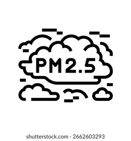 Smog-Wolke gekennzeichnet Luftverschmutzung Linie Ikone Vektor. Smog-Wolke mit Luftverschmutzungszeichen. isoliertes Kontursymbol, schwarze Illustration