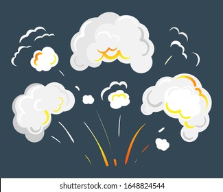 Smog or clouds of smoke icon. Splashes of explosion, isolated fume with sparkles of flame. Dust or powder caused by eruption. Abstract form of ash, volcanic vapour, vector in flat style illustration