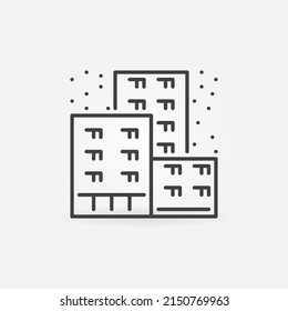 Smog or Dust Pollution in City vector concept icon or sign in outline style