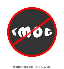 El icono de esmog está tachado. Sin smog, sin humo. Logotipo. Se puede utilizar para imprimir pegatinas, etiquetas, banners, carteles, fondos, pantallas de ventana, etc