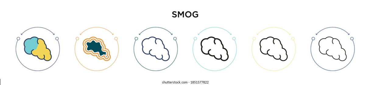 Smog icon in filled, thin line, outline and stroke style. Vector illustration of two colored and black smog vector icons designs can be used for mobile, ui, web