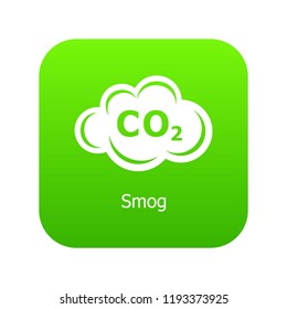 Smog icon green vector isolated on white background