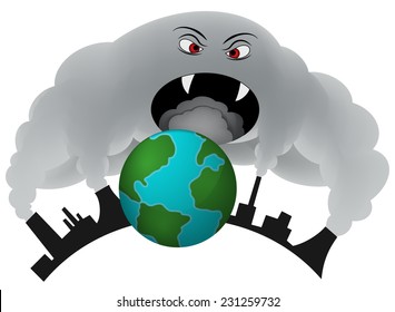 Smog from industrial zone covering the earth.