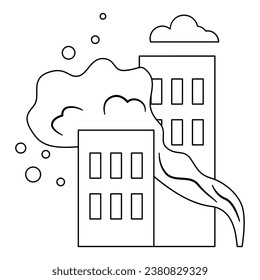 Dibujo de líneas de smog. Ilustración vectorial con tema de desastres naturales y estilo vectorial de línea. Vector modificable.