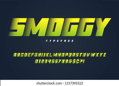 Smoggy heavy display font design, alphabet, typeface, letters and numbers, typography.