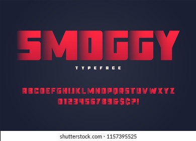 Smoggy heavy display font design, alphabet, typeface, letters and numbers.