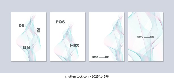 Smoke abstract background with curve shape. Usable for poster, wallpaper, cover and flyer. Colored wave lines like smoke. Colorful fluid poster.