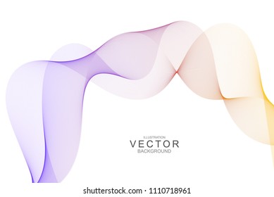 Smoke abstract background with curve shape. Usable for poster, wallpaper, cover and flyer. Colored wave lines like smoke. Colorful fluid poster. Easy to edit gradient color.