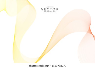 Smoke abstract background with curve shape. Usable for poster, wallpaper, cover and flyer. Colored wave lines like smoke. Colorful fluid poster. Easy to edit gradient color.