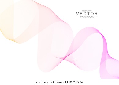 Smoke abstract background with curve shape. Usable for poster, wallpaper, cover and flyer. Colored wave lines like smoke. Colorful fluid poster. Easy to edit gradient color.