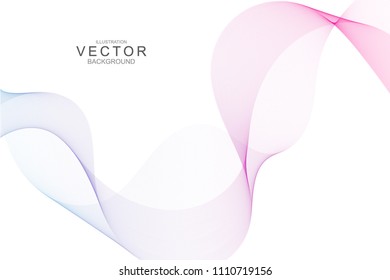 Smoke abstract background with curve shape. Usable for poster, wallpaper, cover and flyer. Colored wave lines like smoke. Colorful fluid poster. Easy to edit gradient color.