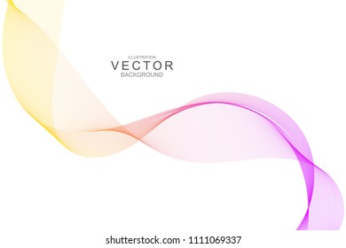 Smoke abstract background with curve shape. Usable for poster, wallpaper, cover and flyer. Colored wave lines like smoke. Colorful fluid poster. Easy to edit gradient color.