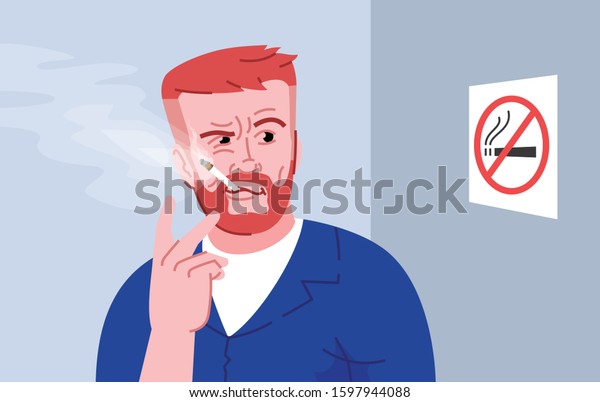 Smoke Addiction Flat Vector Illustration Cigarette Stock Vector ...