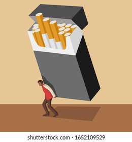 Smoke addiction vector illustration. Cigarette smoker. Unhealthy dependence to nicotine. 