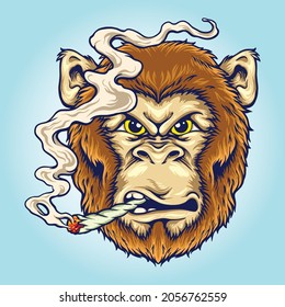 Smoke Angry Monkey Vector illustrations for your work Logo, mascot merchandise t-shirt, stickers and Label designs, poster, greeting cards advertising business company or brands. svg