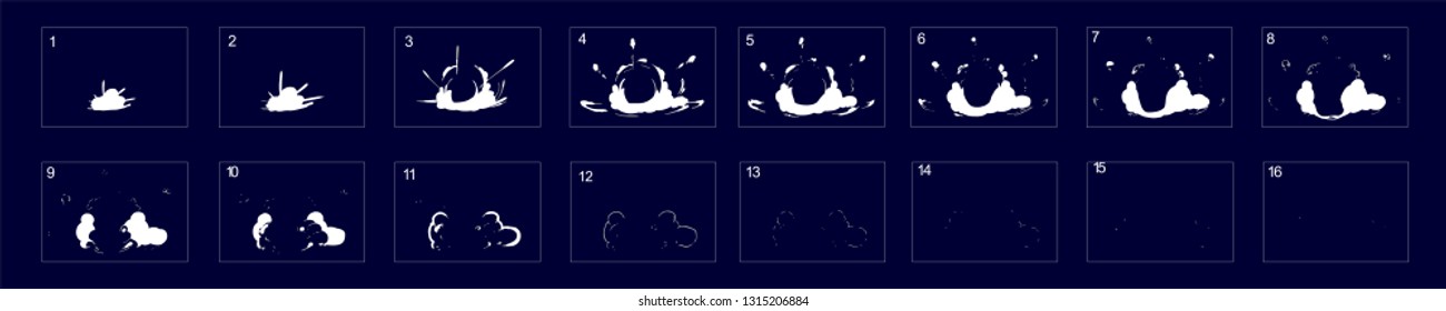 Smoke Animation. Smoke blast animation effect. Smoke blast effect Sprite sheet for games, cartoon or animation – Vector