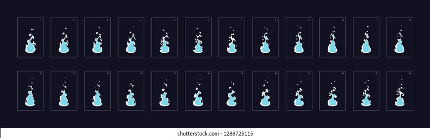 Smoke animation. Smoke explosion effect. Sprite sheet for game, cartoon or animation